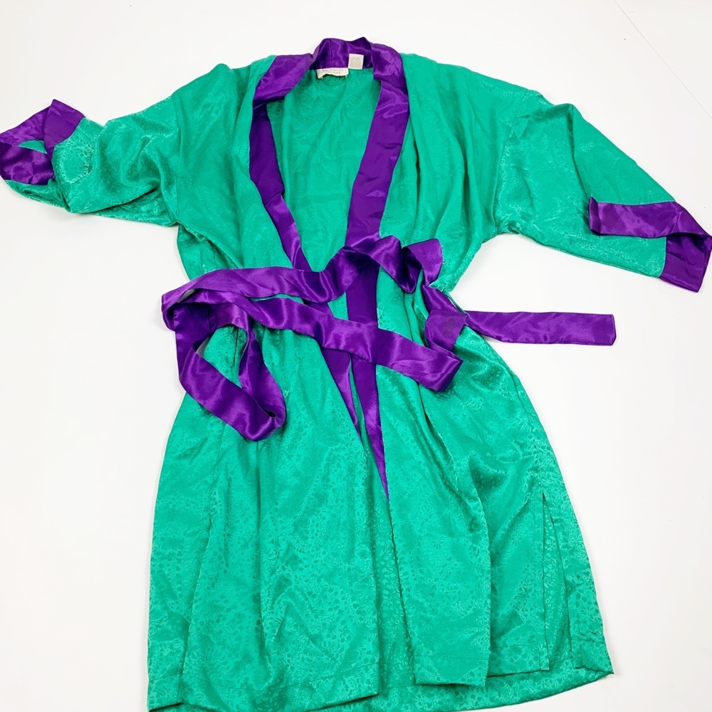 Victoria's Secret Satin Green Embossed House Robe